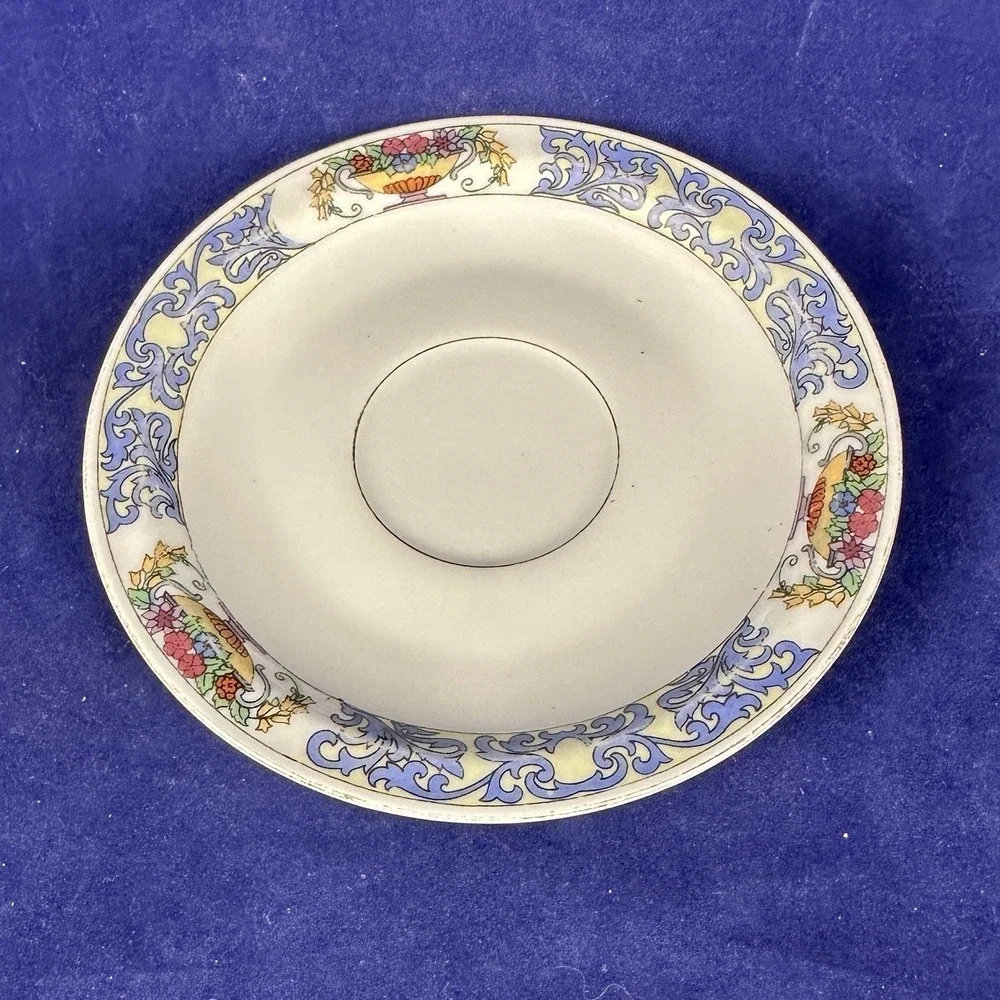 Vintage Royal Bayreuth Blue White Teacup & Saucer Floral Gold Trim Bavaria